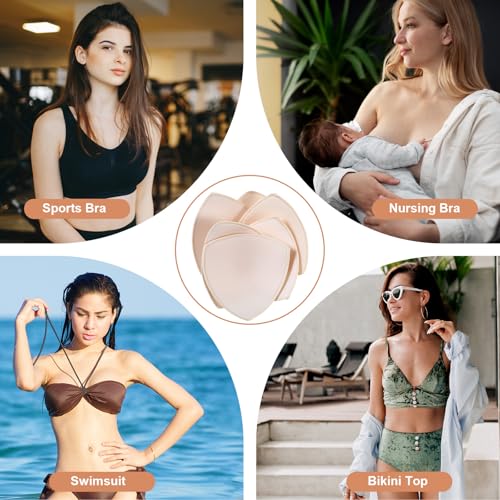 Image of Yolev 12 Pairs Bra Inserts Pads Triangle Removable Sports Bra Pads Inserts Bras Cups Insert Replacement