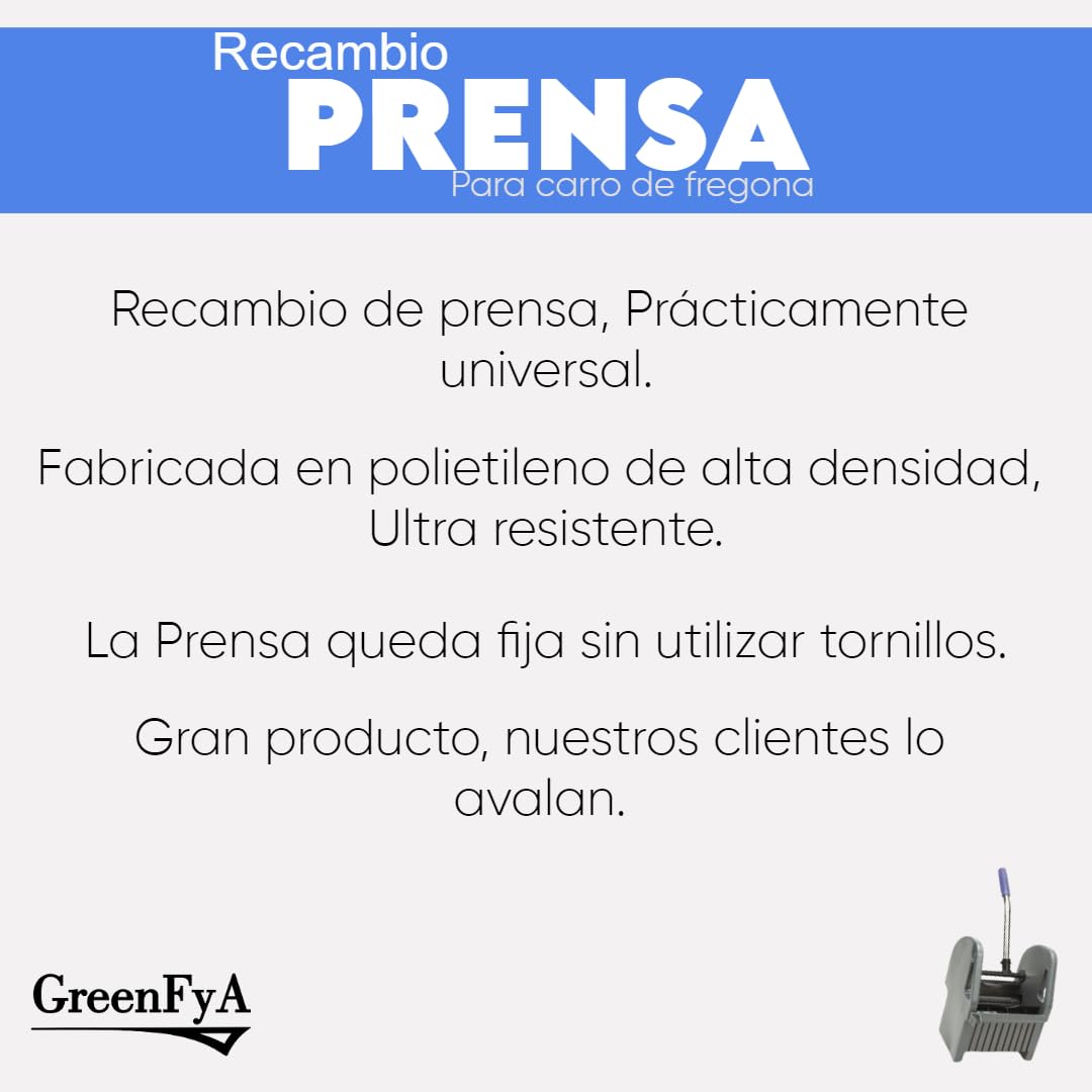 Prensa Escurridora Profesional para Carro de Fregado – Compatible con Cubo Doble – Fregona Industrial – Limpieza Intensiva – Mango Ergonómico – Ideal para Hostelería, Oficinas