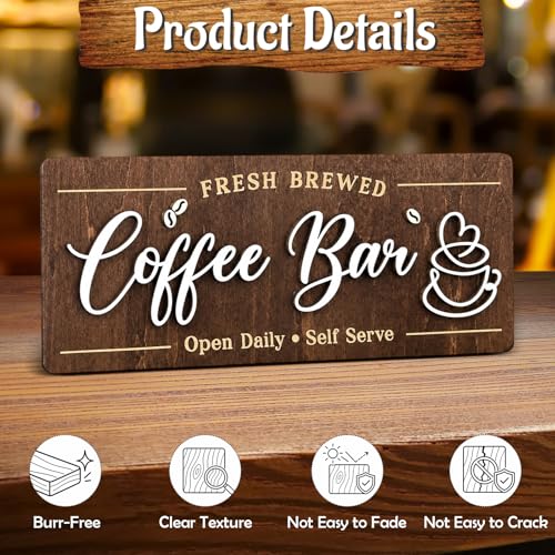 Elegant Natural Coffee Sign Wooden Wall Art for Kitchen, Easy to Install Hanger for Bar and Living Room, Ideal Gift for Coffee Enthusiasts - Image 2