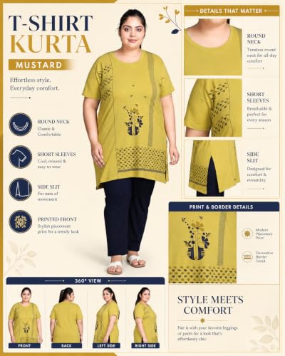 Image of In Love Women's Plus Size Printed Cotton Long-Line T-Shirt with Pocket | Cotton fabric - soft longline T-shirt with easy plus-size fit