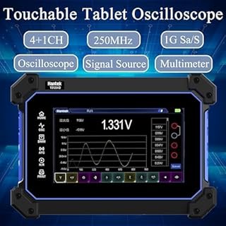 Hantek TO1254D 4-Channel Oscilloscope 250MHz Bandwidth 1 GSa/s Sampling Rate 7-Inch Touchscreen Portable and Movable Signal Source + 4000-Point Multimeter