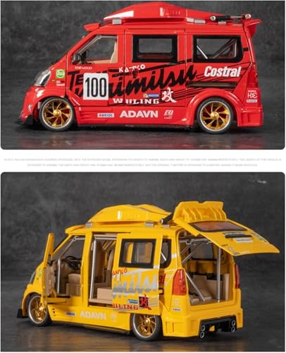 Image of Scale Exclusive Alloy Metal Pull Back | Die-cast Car Model with Sound Light Mini Auto Toy for Kids Metal Model Toy Car with Sound and Light (1:24 Scale Wuling Van Modified-RED)