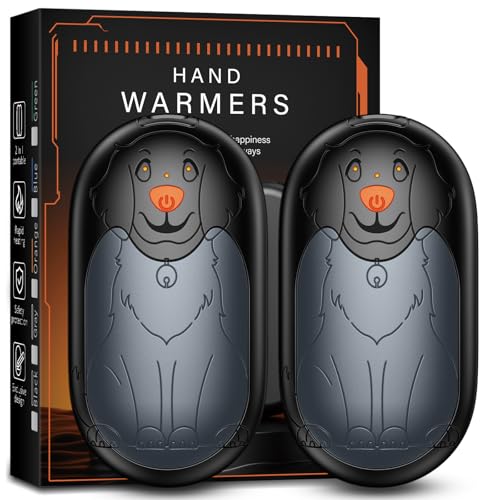 Hand Warmers Rechargeable 2 Pack, Pocket Hand Warmers with AI Control, 3-Temp Setting, 24 Hours Safe Heat, Electric Hand Warmers Fit Gloves for Skiing, Fishing, Hunting, Women Xmas Gifts (Gray)