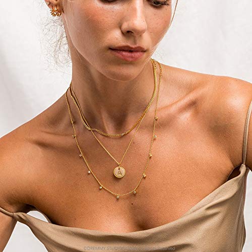 Dremmy Studios Dainty Heart Initial Pendant Necklace, 14K Gold Plated Initial Letter Necklaces for Women Alphabet A to Z4