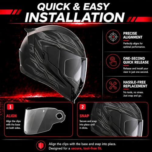 Image of PSLER Shatterproof Helmet Visor for Icon Airflite IC-06,Deep Red | Impact-Resistant ,UV400 Protection, Motorcycle Tinted Face Shield for Airflite IC-06 ,Visor Replacement