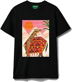 تي شيرت اسود 198 باكمام قصيرة مقاس عصري (6-9 سنوات).