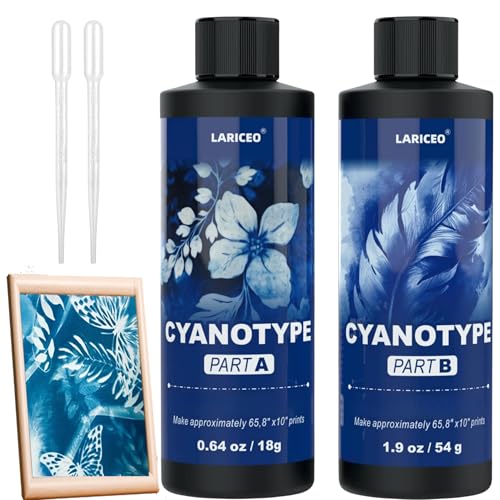 LARICEO Cyanotype Kit Cyanotype Chemicals Sensitizer Set for Fabric Paper and Art Projects Artist Blue Painting Thinner Dye and Printing Supplies Sun Printing Fabric Kit for Beginners & Artists