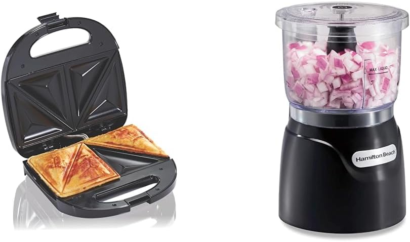 Hamilton Beach Electric Sandwich Maker Grill 25430 & Vegetable Chopper 72850 Bundle