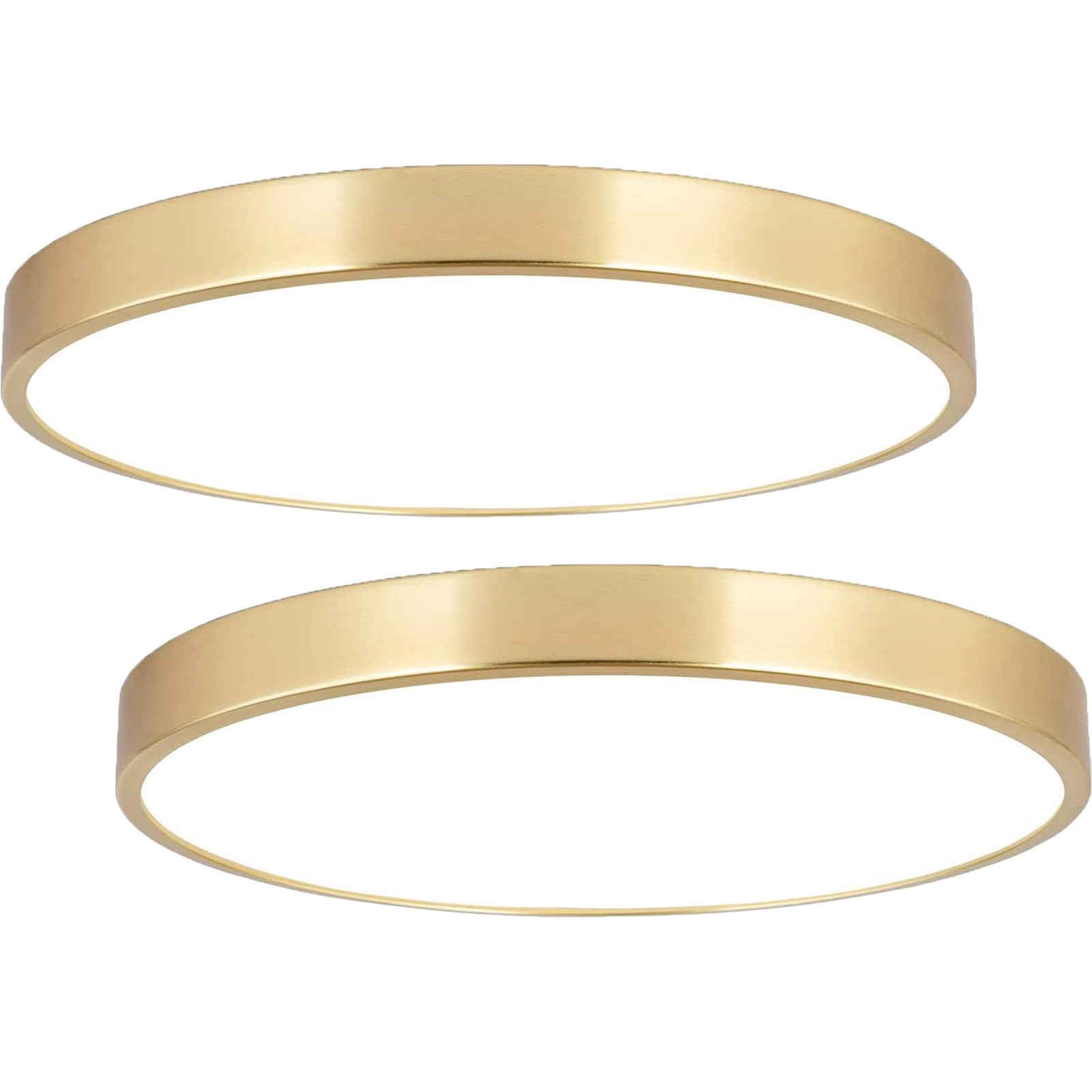 2 Pack 9 Inch Brushed Gold Metal Flush Mount LED Ceiling Light,3000K-5000K Thin Round Low Profile Ceiling Lamp,Modern Surface Mount Ceiling Light Fixtures for Bedroom Hallway Bathroom