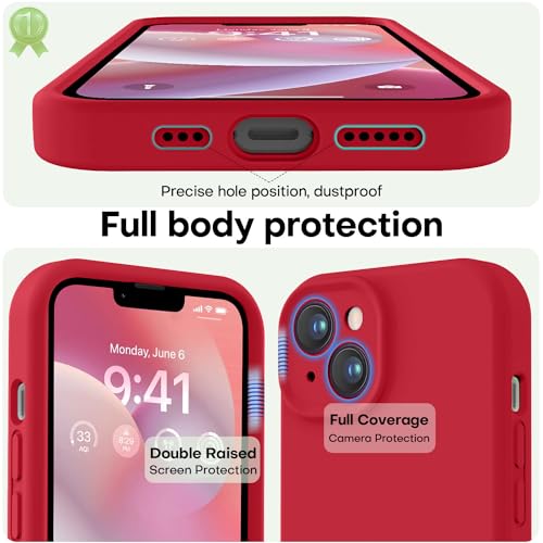 Image of LOVE 3000 Designed for iPhone 14 Case, Premium Silicone with [Soft Anti-Scratch Microfiber Lining] Shockproof Protective Phone Case for Men Women Girls 6.1 inch, Red