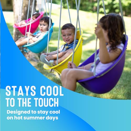 Image of Swurfer Coconut Toddler Swing Comfy Baby Outdoor, 3- Point Adjustable Safety Harness, Secure, Safe Quick Locking System, Blister-Free Rope, Easy Installation, Ages 9 Months and Up, Ivo, White