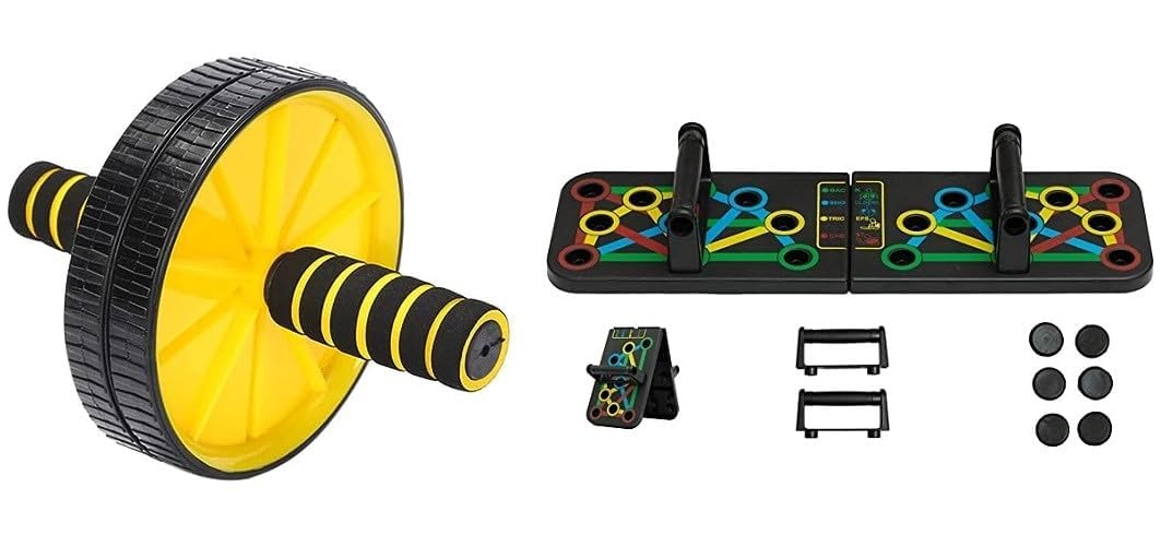 ShopiMoz Dual Wide Ab Roller Wheel for Abs Workouts With 14 in 1 Push Up Board for Men & Women - Foldable Push-up Board and Push up bar (B0CGN8GWV1) Amazon Price History, Amazon Price Tracker