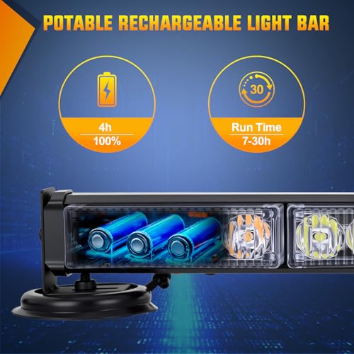 Image of Nilight 12LED Wireless Emergency Strobe Light Amber White 14 Inch Magnetic Mount Mini Light Bar 12V Rooftop Powered Hazard Warning Flashing Lights for Car Truck Trailer Snow Plow Construction Vehicles