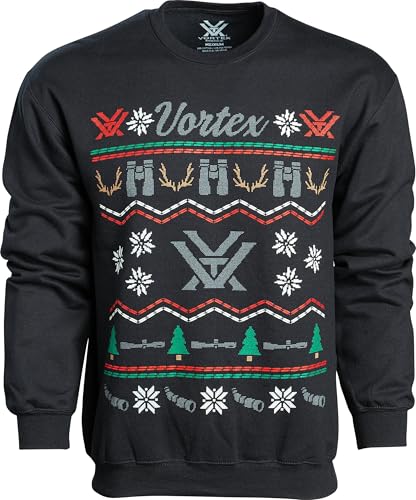 Vortex Mens Christmas Crewneck Sweatshirts (US Alpha Large Regular Regular Black)
