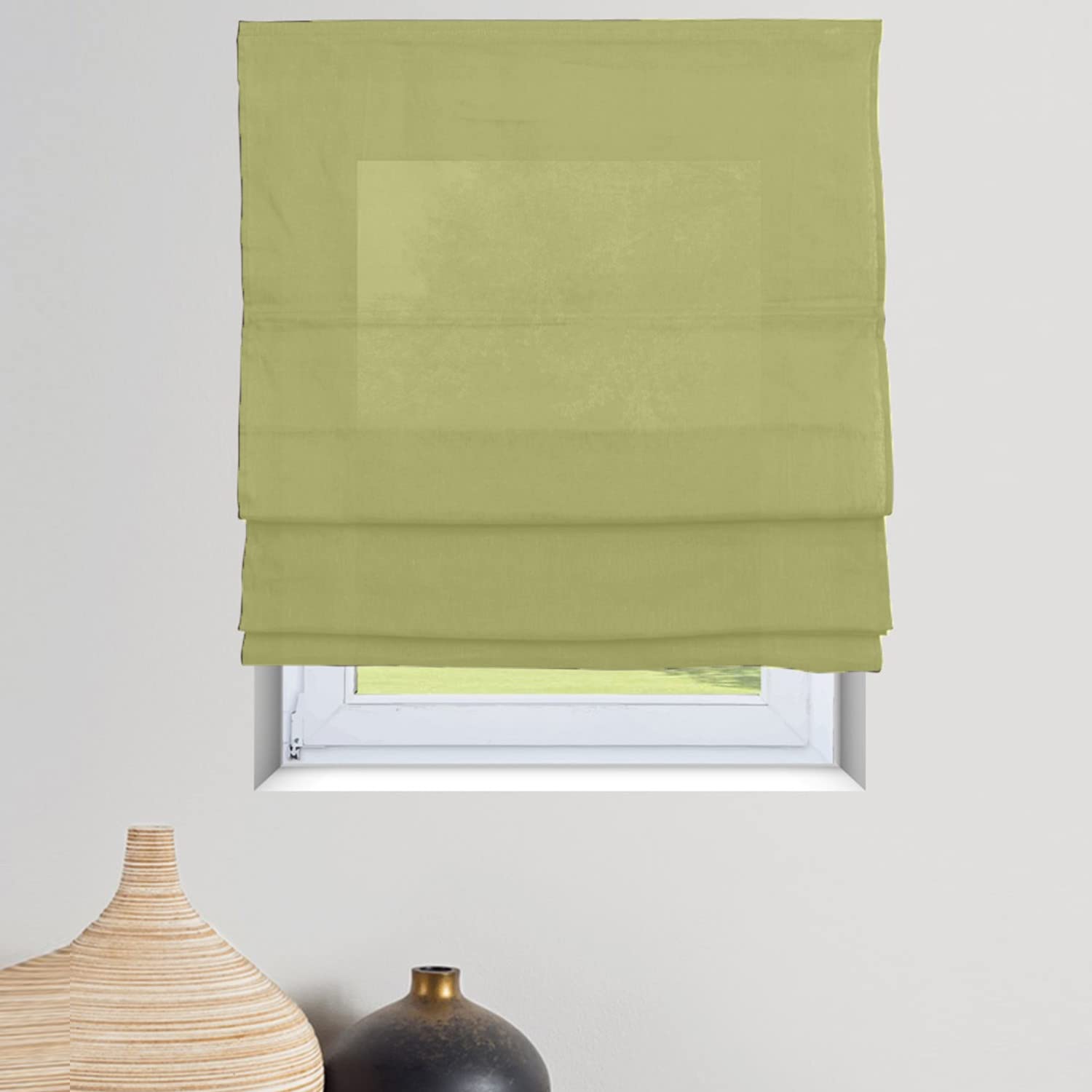MADECOSTORE Store Bateau tamisant Voile de Lin - Vert fougère - L60 x H180cm