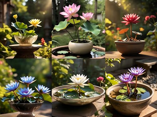 Image of BlimBurn Bowl Lotus Flower Seeds Mix - 50 Seeds Pack, Easy Care, Indoor /Outdoor Growing, Unique Hybrid Varieties