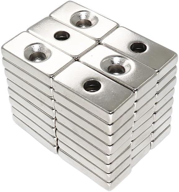 Rectangular with Hole 20x10x3mm-4 Counterbore Neodymium Iron Boron Double Hole Spot magnet(20pcs)
