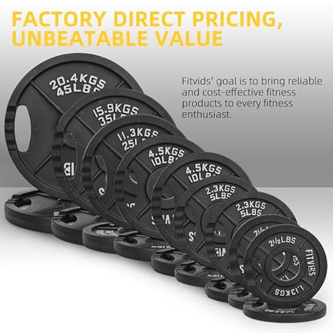Cast Iron 2-Inch Olympic Plate Weight Plate for Strength Training and Weightlifting, Multiple Sizes