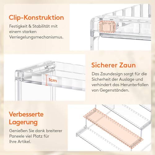 Lifewit 4-stufiger transparenter Parfümständer mit Gitter, Kunststoff Parfüm Organizer Auslage, Acryl Vitrine für Make-up, Cupcake, Dessert, Gewürz, Arbeitsplatte, Vanity, Dresser, 1 Pack, 30,48 cm