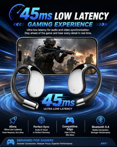 Image of U30 OWS Open Ear Wireless Earbuds with Display, ENC Mic for Crystal-Clear Calls, 60hr Playtime with Type-C Fast Charging, BT5.4 Gaming Bluetooth Earphones, Touch Control Sports Headphone, PURPLE