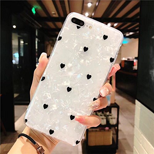 J.west Iphone 8 Plus Case/Iphone 7 Plus Case, Cute Ultra Thin [Tinfoil Series] Macaron Color Bling Lightweight Soft Tpu Case Cover For Iphone 7 Plus / 8 Plus (Black Heart) #TOP2