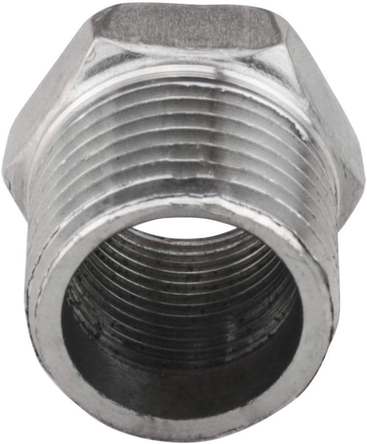 2pcs Silver 1/2 G to 3/8 Compression Threaded Bushing Pipe Fittings, Stainless Steel Pressure Relief Faucet Connector Pipe Adapter, Kitchen Bathroom Pipe Supply Line Adapter