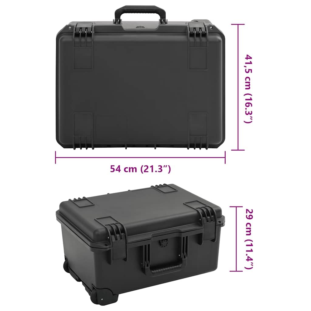 Maletín rígido portátil para cámara de viaje en avión, color negro, 54 x 41,5 x 29 cm, polipropileno, funda para cámara con inserciones de espuma para equipo fotográfico, objetivo y accesorios