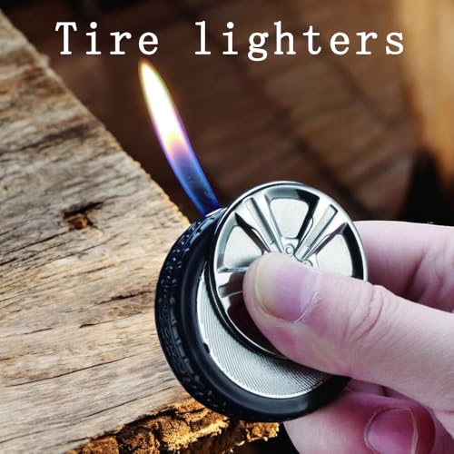 Encendedor recargable de butano con llama suave plateado miniatura 3