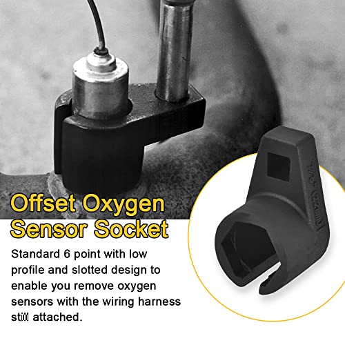 3/8 Inch Drive X 7/8 Inch (22Mm) Offset Oxygen Sensor Socket, Wire Gate Accesses Sensor From Side, Oxygen Sensor Offset Puller Universal For Most Models Of Cars #TOP6