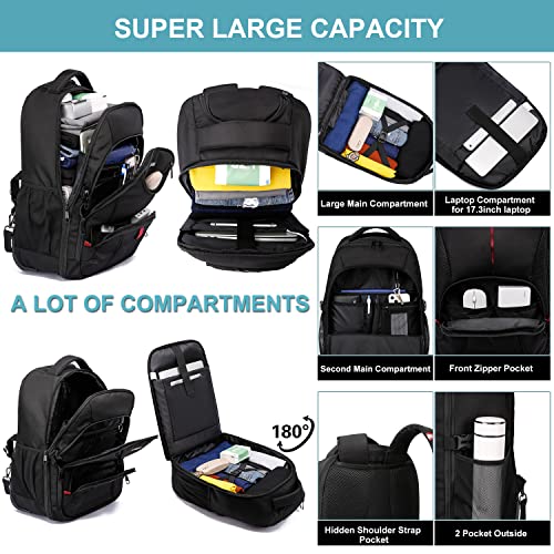 Rolling Backpack, Large Backpack with Wheels for Men Women, Fit 17 inch Laptop Wheeled Travel Backpack Rolling Laptop Bags Carry on Luggage Trolley Suitcase Business College Comput image 6