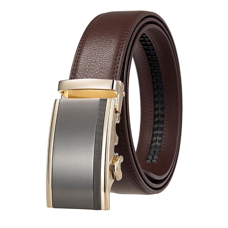 Mens Fashion Belt Alloy Automatic Buckle Leather Casual Fashionable