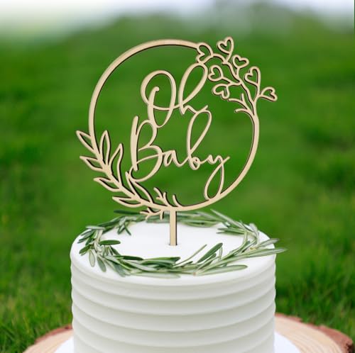 Wooden Oh Baby Cake Topper - Little Wildflower Baby Shower Decoration for Gender Reveal, Baptism Themed Parties by CC TOWN - Used condition - Image 6