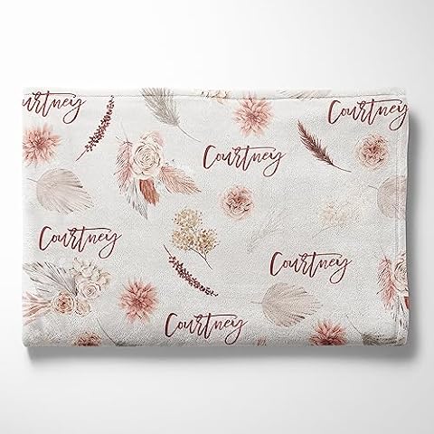 Girls Love A Monogram - Boho Floral Pattern Baby Blankets for Girls - Custom Baby Blankets for Girls Cover