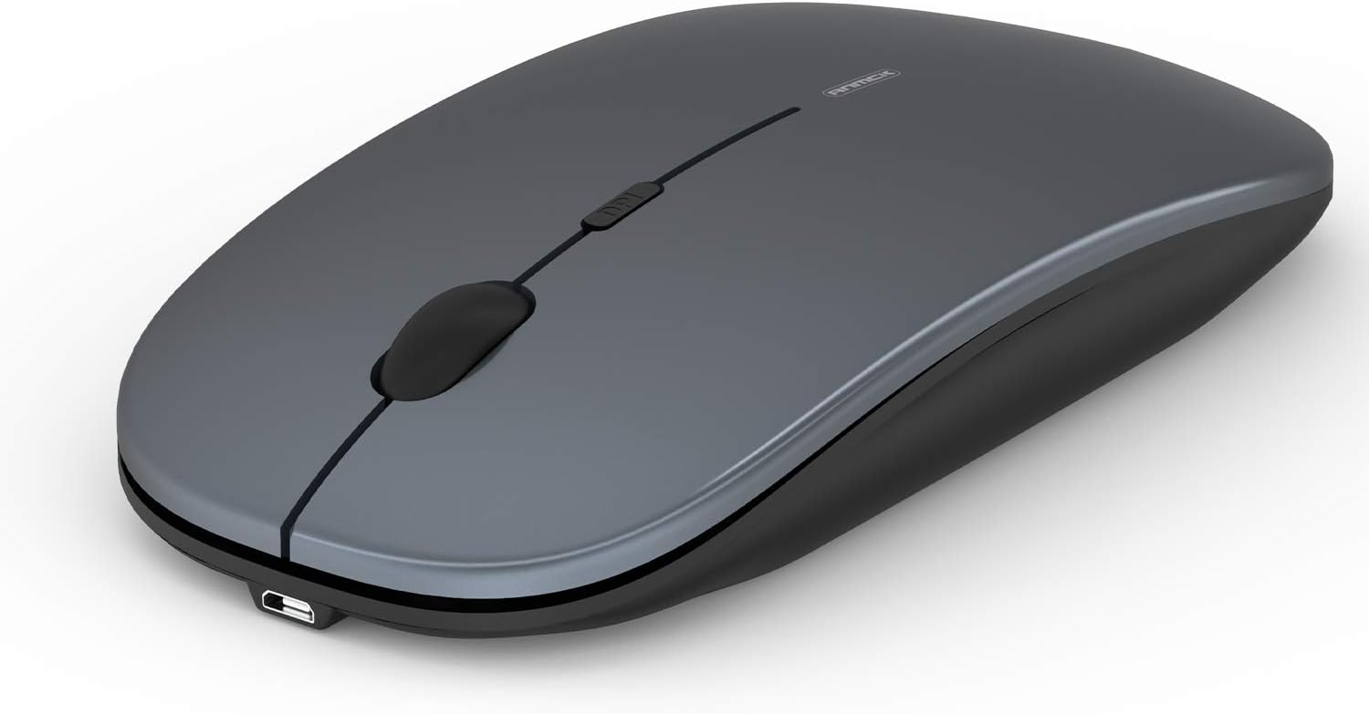 Wireless Mouse Rechargeable,Silent Click Nosiness Ultra Slim 2.4G Cordless Mice,4 Buttons USB Optical Portable Mouse With Nano Receiver For Windows Mac Linux Vista Macbook Laptop PC And Computer-Grey