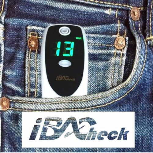 Image of Breathalyzer with LED Display, Visible at Night. Long Battery Life and Last 300 Test with Alkaline Batteries (B & W 008)