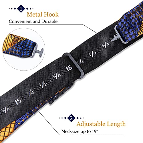 Image of DiBanGu Men Bow Tie Paisley Striped Self-Bow Tie for Men and Silk Woven Bowtie Pocket Square Cufflinks Wedding Party