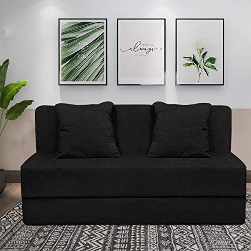 Image of Aart Store | 4X6- Feet Black Color- 2 Seater | Space Saving Foldable Sofa /Cums Bed With Removable Washable Fabric Cover