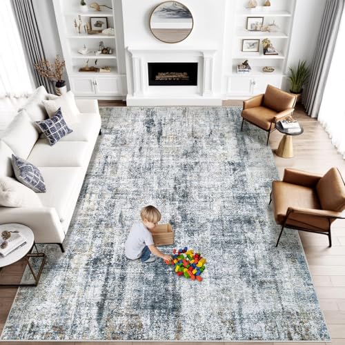 8x10 Washable Abstract Area Rug for Living Room
