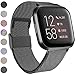Produktbild Funbiz Kompatibel mit Fitbit Versa Armband/Fitbit Versa 2 Armband, Edelstahl Handgelenk Metall Ersatzband Armbänder Kompatibel mit Fitbit Versa/Versa 2/Versa Lite, Groß, Schwarz