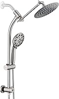 Vista 1 de Rainfall - Cabezal de ducha redondo de 8 pulgadas con combo de rociador de mano de alta presión, barra deslizante sin taladros con brazo de Níquel