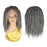 RAHELMO 12” Single Full Lace Wig Passion Twist - Square Parted Knotless Braided Wigs for Black Women - Synthetic HD Lace Wig with Natural Baby Hair (#44 Charcoal Gray)