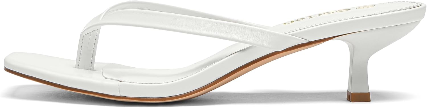 Women's Kitten Heel Sandals Square Toe Slip on Flip Flop Heels 2 Inch Thong Sandals Party Dress Heeled Sandals - Image 9