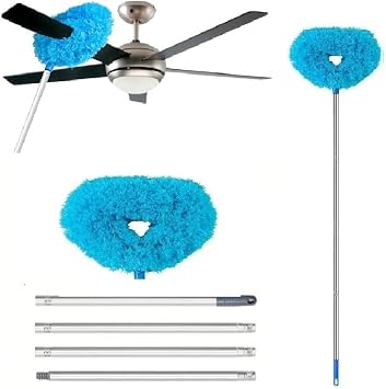 Ceiling Fan Cleaner Duster, Adjustable and Removable Fan Blade Cleaner from 18 to 62 Inches for Cleaning Walls Bookshelves Furniture Door Window Top Blue