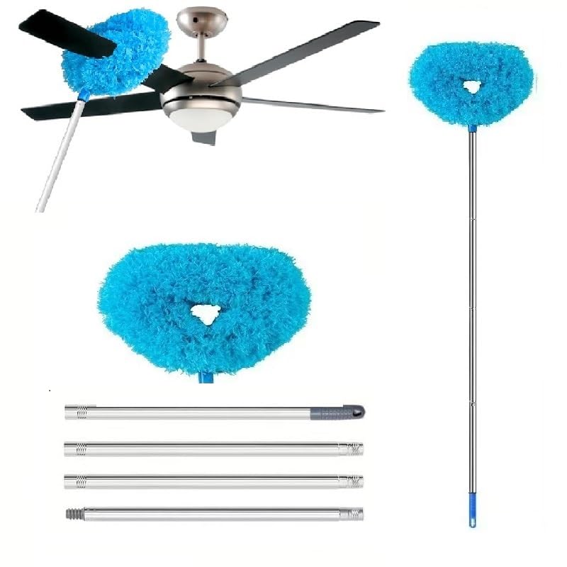 Ceiling Fan Cleaner Duster, Adjustable and Removable Fan Blade Cleaner from 18 to 62 Inches for Cleaning Walls Bookshelves Furniture Door Window Top (Blue)