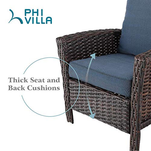 Phi Villa Outdoor Rattan Patio Furniture Set Clearance 4 Piece Conversation Set Wicker Furniture Sofa With Seat Cushions #TOP3