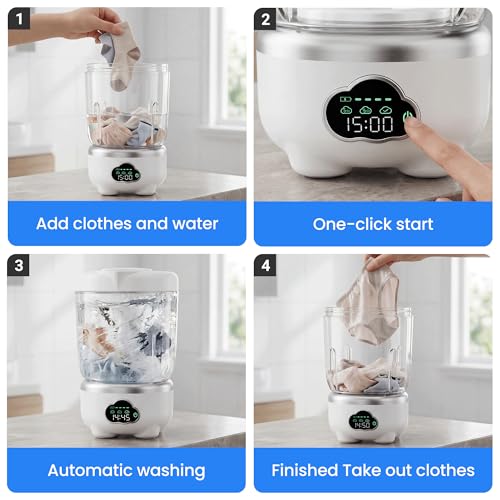 Image of Underwear Washing Machine, Portable Washing Machine, 1.6L Foldable Mini Washer with 3 Modes, Rechargeable Laundry Machine for Socks, Baby Clothes, Travel, RV, Apartment
