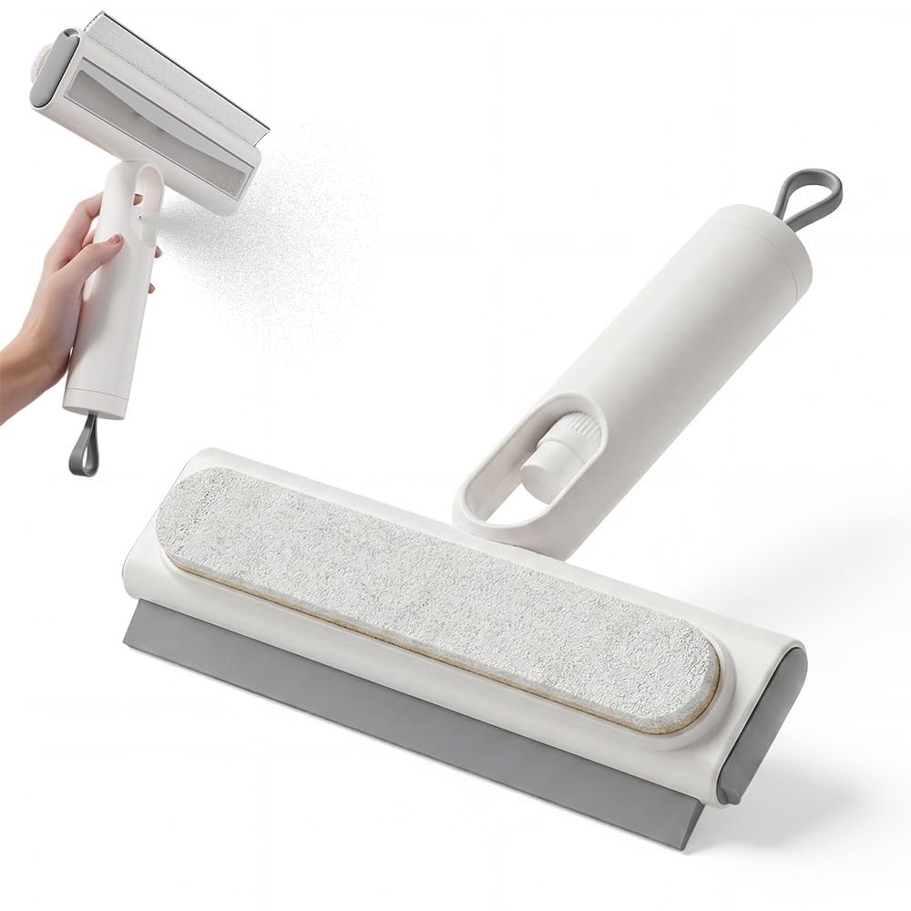 All-in-One Spray & Clean Squeegee for Glass Shower Doors - Multi-Functional Bathroom Cleaner & Mirror Wiper (3 Pack)