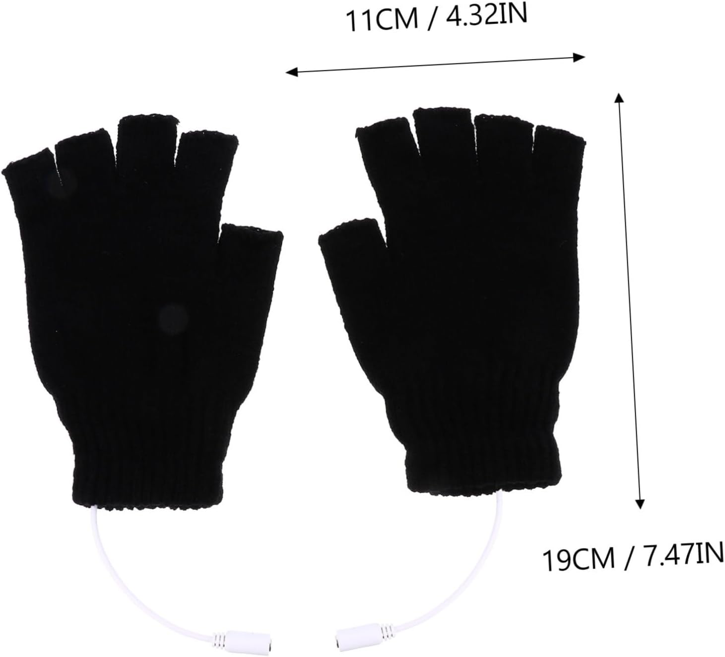 2 Pairs USB Powered Heated Half Finger Gloves for Winter, Woolen Warm Hand Warmer Gloves for Typing and Study, Outdoor and Indoor Cold Weather Use