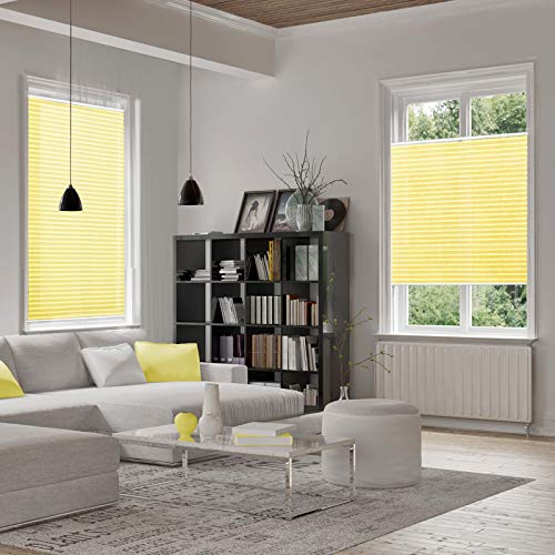 casa pura® Plissee Rollo | mit eleganter Crushed Optik | Klemmfix ohne Bohren | lichtdurchlässig & blickdicht | gelb | 8 Größen (55x200cm) - 2