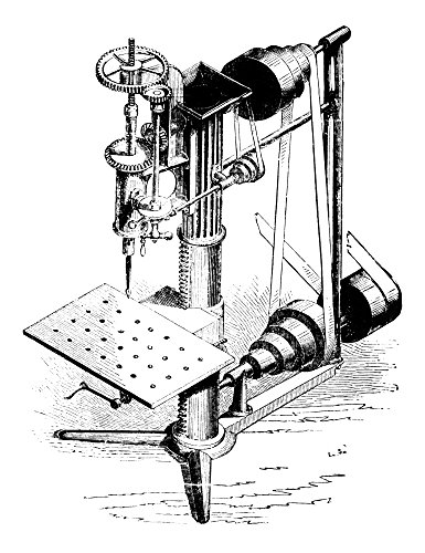Whitney Drill Press Na Power-Driven Precision Drill Press Of The Type Used By Eli Whitney To Make Interchangeable Gun Parts Wood Engraving Early 19Th Century Poster Print by (18 x 24)